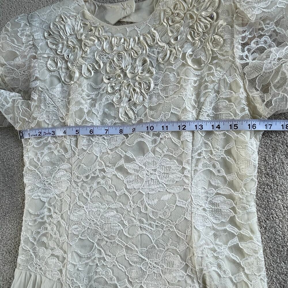 🔥VTG Jessica Howard Lace Embroider Puffed Sleeve Formal Wedding Romantic Dress - Picture 13 of 16